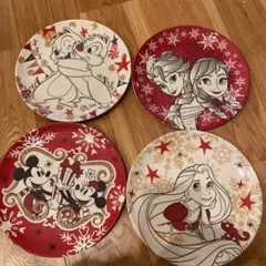 ディズニー　メラミンプレートセット　クリスマス　4枚組