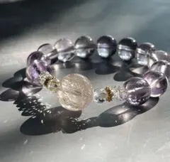 ピンクヒマラヤ水晶×ラベンダーアメジスト 癒しの天然石ブレスレット