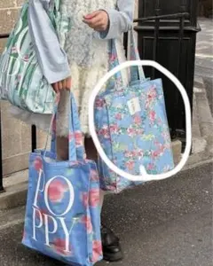 Poppy 青いリボン柄 トートバッグ あさぎーにょ - メルカリ