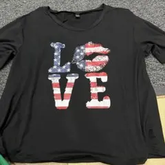 SHEIN ブラック LOVEプリント Tシャツ M