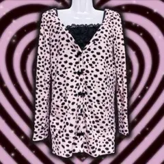 Y2K 平成ギャル 姫ギャル ❤︎ アニマル柄 ヒョウ柄 カーディガン ピンク