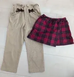 女の子ボトムス 2点セット パンツ キュロット 100