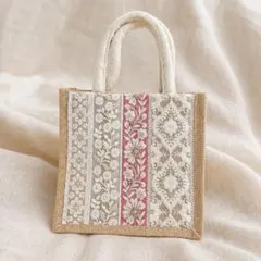 ジュートバッグ インド刺繍リボン