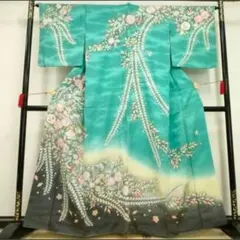 ◆振袖単品161.5cm◆ヴィンテージ正絹水色成人式前撮り辻が花柄撮影M17Z ◇振袖単品161.5cm◇ヴィンテージ正絹水色成人式前撮り辻が花柄撮影