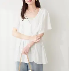 【美品】ヴィンテージサテンラッフルブラウス　natural couture