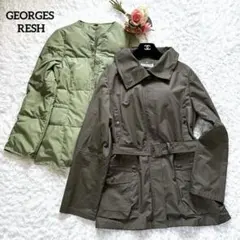 美品 ジョルジュレッシュ インナーダウン付ジャケット ベルト付 2way L
