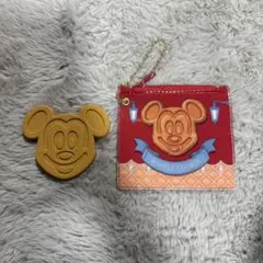 ミッキーマウス ワッフルクッキー ポーチ ミラー セット