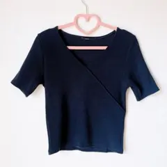 EMODA エモダ Vネック 半袖 ニット トップス カットソー 紺 ネイビー