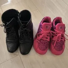 【2点セット】adidas限定グリッタースニーカー& 編み上げブーツ