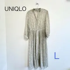 UNIQLO 夏物　ロングワンピース　プリーツ　花柄　L