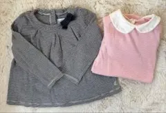 プチバトー　ミラレトップスとミラレロンパース　2枚セット