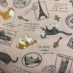 猫柄 生地 パリ風デザイン