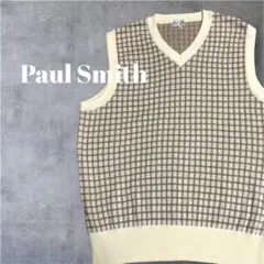美品Paul Smith ポールスミス ニットベスト M チェック柄　コットン
