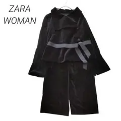 ザラ✳️ベロア セットアップ ジャケット ハーフパンツ【EUR M】ブラック