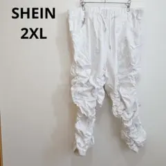 SHEIN ホワイト ギャザー入りパンツ 【2XL】　白　おしゃれ