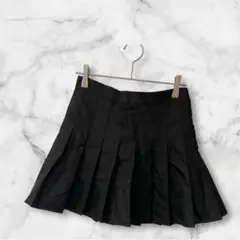 黒 プリーツミニスカート ブラック キュロット