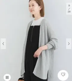 URBAN RESEARCH ROSSO透かし編みミドルカーディガン　グレーのサムネイル