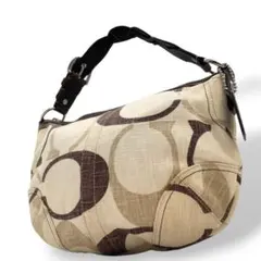 コーチ　ハンドバッグ　ベージュ　シグネチャー　ワンショルダー　COACH　u16