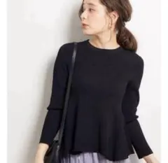 ロペピクニック　人気　ペプラムニット　ブラック　Ｍ
