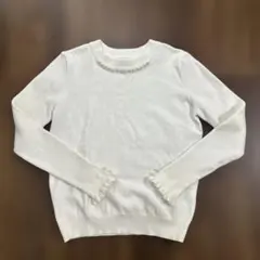 MISCH MASCH ホワイトセーター パール装飾付き