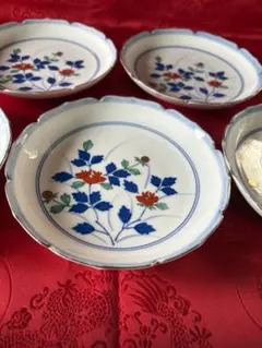 有田焼 西山窯 和食器 取り皿 小皿 5枚セット 花柄 菊柄 紺縁 陶器 金彩のサムネイル