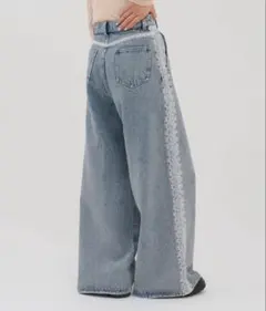 【umm./新型登場♡】レース使いデニムワイドパンツ　ディスコートのサムネイル