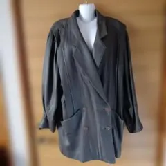 ヴィンテージ！ドイツ製本革ダークブラウン ダブルブレスト 中コート