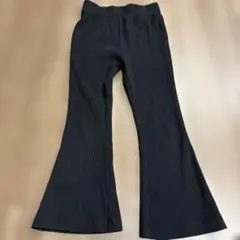 ブラックリブ編みフレアパンツ 140