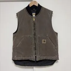 00s USA製 カーハート ダックベスト 腰ゴム モスグリーン 2XL V02