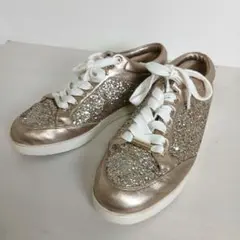 ジミーチュウ グリッター スニーカー 36 メタリック レザーのサムネイル