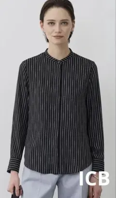 BackSatinAmunzen バンドカラーブラウス