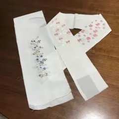 花柄刺繍 半襟 ホワイト ピンク