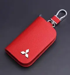 三菱(MITSUBISHI)キーケース レザー 革 キーカバー 高級 赤 1