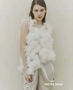 Notre emor airy tulle peplum blouse blue - メルカリ
