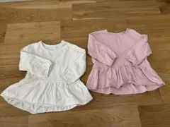 ユニクロ　エアリズム　ペプラム長袖Tシャツ　80サイズ 白ピンク2枚セット