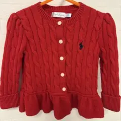 ラルフローレン カーディガン 80 12M 赤 ケーブルニット クリスマス