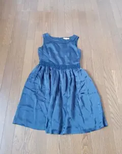 組曲　クミキョク　ネイビー　ノースリーブワンピース　光沢ワンピース