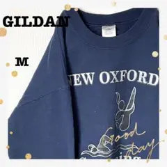 90s古着GILDANギルダンビッグプリントスウェットNEWOXFORD紺M