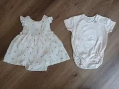 ロンパース　60　女の子　新生児　花柄　うさぎ　フリルスカート