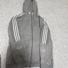adidas グレー フルジップパーカー Lサイズ