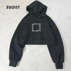 エゴイスト　ロゴ刺繍クロップドパーカー　スウェット　フーディー　Ｍ　黒　伸縮のサムネイル