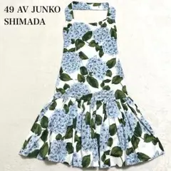 ジュンコシマダ ホルターネックフレアワンピース アジサイ ボリューム 花柄 上品