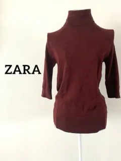 【ZARA】ザラ タートルネック ニット トップス ボルドー ワインレッド M