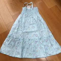 新品　マザウェイズ　水色 貝殻柄 ノースリーブ　ワンピース 110cm