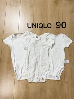 UNIQLO ボディスーツ 半袖 90 ホワイト系 アニマル 3枚セット