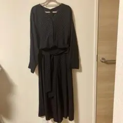 MilaOwenミラオーウェン ドット柄 ネイビーブラウス＆パンツ セットアップ