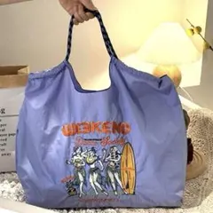 新品 エコバッグ ハワイ刺繍 ラベンダー ナイロン