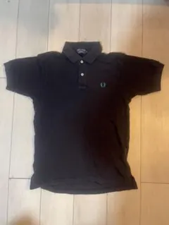 【日本製】フレッドペリー　ポロシャツ　M ブラック×ブルー　黒×青