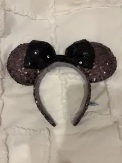 値引き中！！ミッキー耳カチューシャ 黒と紫色のスパンコール