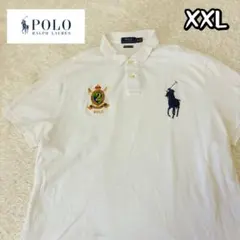 希少　大きいサイズ　ポロラルフローレン　ポロシャツ　エンブレム　白　XXL